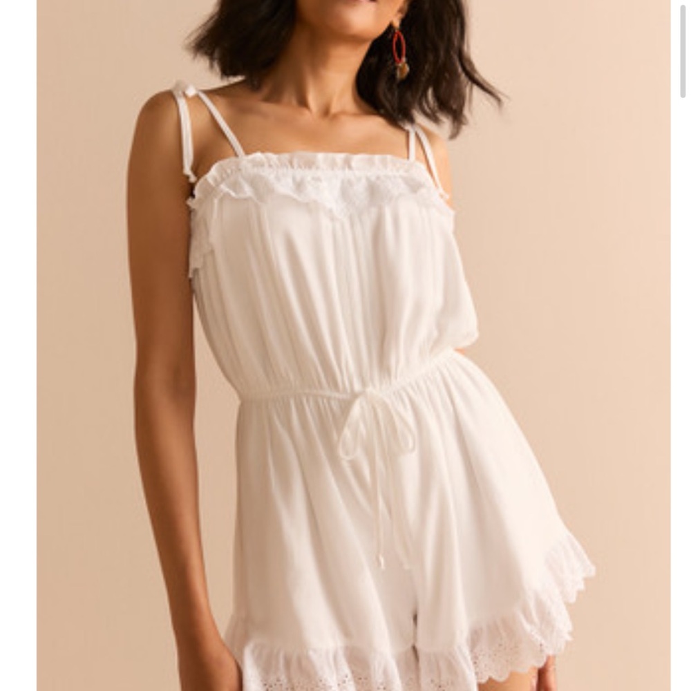 Elegant White Lace Trim Romper